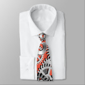 Gears Silver Orange Steampunk Mechanik Krawatte (Gebunden)