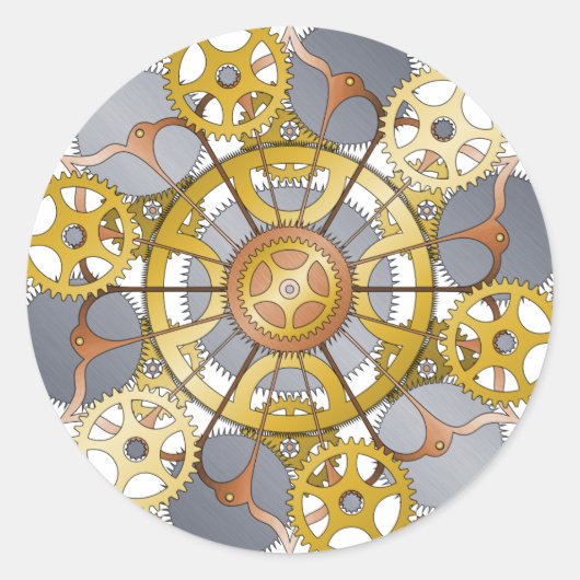 Gears und Cogs Mandala Design Runder Aufkleber (Vorderseite)