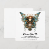 Gearspring Sylph Butterfly Steampunk Wedding Ankündigung (Vorne/Hinten)