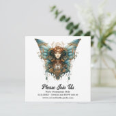 Gearspring Sylph Butterfly Steampunk Wedding Ankündigung (Stehend Vorderseite)