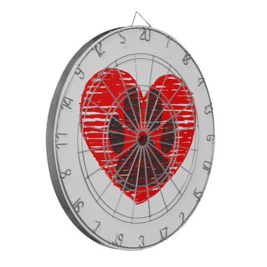 geätzte Hundekuh im roten Herzen Dartscheibe (Vorderseite Links)