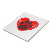 geätzte Hundekuh im roten Herzen Fliese (Seite)