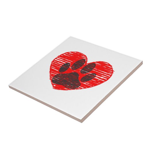 geätzte Hundekuh im roten Herzen Fliese (Seite)