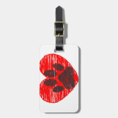 geätzte Hundekuh im roten Herzen Gepäckanhänger (Vorderseite vertikal)