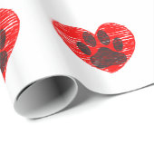 geätzte Hundekuh im roten Herzen Geschenkpapier (Rolleneckpunkt)