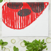 geätzte Hundekuh im roten Herzen Geschirrtuch (Gefaltet)