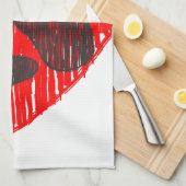 geätzte Hundekuh im roten Herzen Geschirrtuch (Viertel Falte)