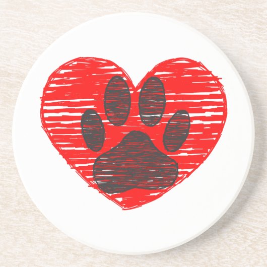 geätzte Hundekuh im roten Herzen Getränkeuntersetzer (Vorne)