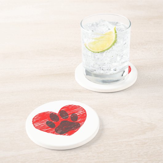 geätzte Hundekuh im roten Herzen Getränkeuntersetzer (Seite)