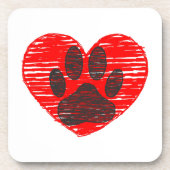 geätzte Hundekuh im roten Herzen Getränkeuntersetzer (Vorderseite)