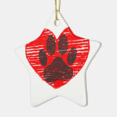 geätzte Hundekuh im roten Herzen Keramik Ornament (Links)