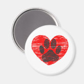geätzte Hundekuh im roten Herzen Magnet (Vorderseite/Rückseite)