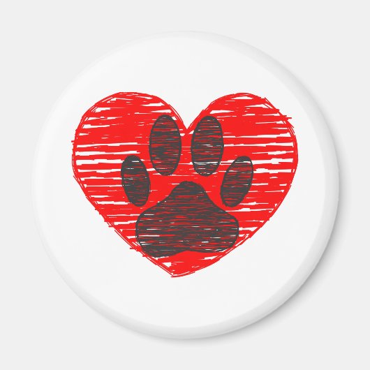 geätzte Hundekuh im roten Herzen Magnet (Vorne)