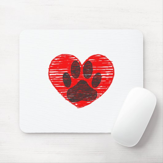 geätzte Hundekuh im roten Herzen Mousepad (Mit Mouse)