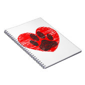 geätzte Hundekuh im roten Herzen Notizblock (Rechte Seite)