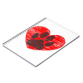 geätzte Hundekuh im roten Herzen Notizblock (Linke Seite)