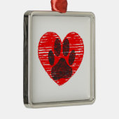 geätzte Hundekuh im roten Herzen Ornament Aus Metall (Rechts)