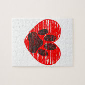 geätzte Hundekuh im roten Herzen Puzzle (Horizontal)