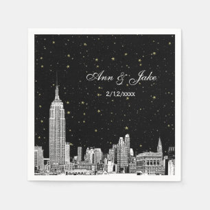 Geätzter NYC-Skyline Sternenhimmel DIY-Hintergrund Serviette