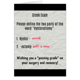 Geb5rmutter mit einer Ansicht-Hysterektomie-Karte