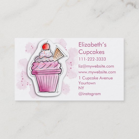 Gebäck aus Cupcake Visitenkarte (Rückseite)
