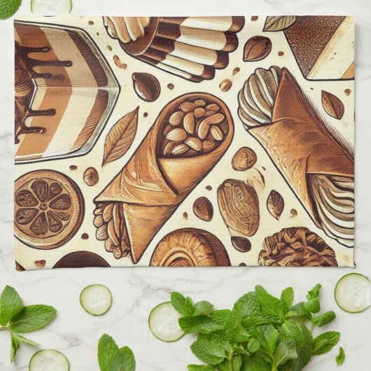 Gebäck & Dessert Print Tee Handtuch (Gefaltet)