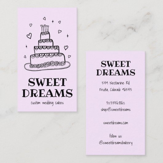 Gebäck für Hochzeitskuchen Catering Visitenkarte (Vorne/Hinten)