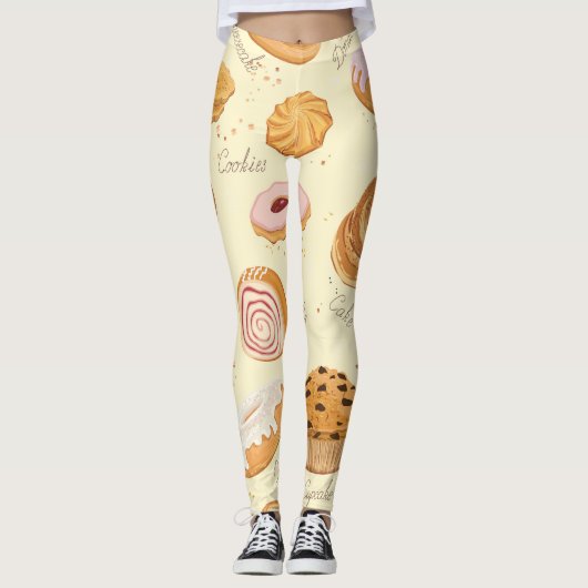 Gebäck: Geschmackvolles, nahtloses Muster. Leggings (Vorderseite)