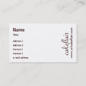 Gebäck-Kochs-Geschäfts-Karte Visitenkarte (Rückseite)