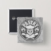Gebäck-Kochs-Schädel und gekreuzte Gebäck-Taschen Button (Vorne & Hinten)