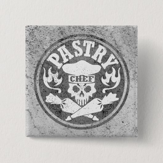 Gebäck-Kochs-Schädel und gekreuzte Gebäck-Taschen Button (Vorderseite)