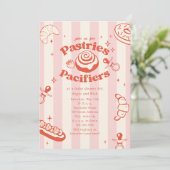 Gebäck & Schnuller Doodle Pink Girl Babydusche Einladung (Stehend Vorderseite)