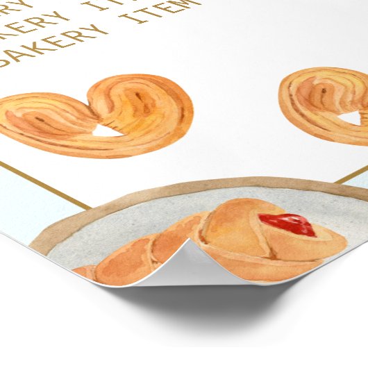 Gebäck und Backwaren im Wasserfarbengebäck Poster (Ecke)