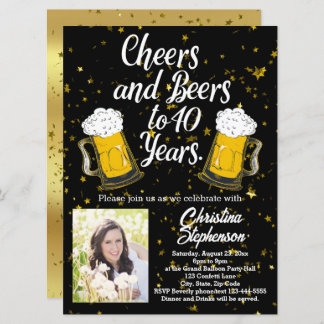 Gebäck und Bier bis 40 Jahre 40. Geburtstag Foto Einladung