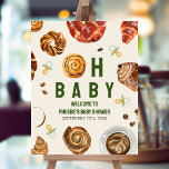 Gebäck und Schnuller - Begrüßung mit neutraler Bab Poster<br><div class="desc">"Gebäck und Schnuller" fallen Baby-Dusche Thema mit Illustration von Zimtbrunnen in "OH BABY" Text mit Illustrationen von Kaffee,  Gebäck,  und Schnuller.</div>