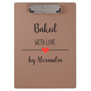 Gebacken mit braun Liebe Klemmbrett