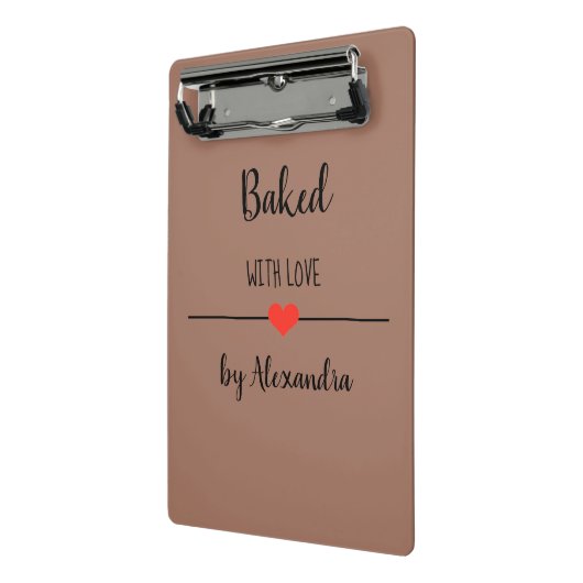 Gebacken mit braun Liebe Mini Klemmbrett (Gewinkelt2)