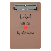 Gebacken mit braun Liebe Mini Klemmbrett (Vorderseite)
