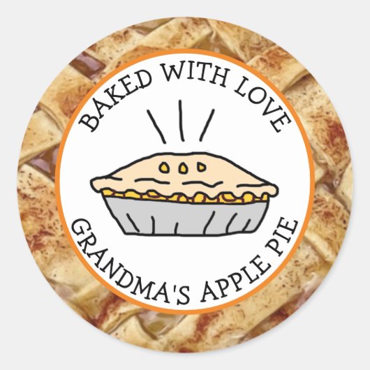 Gebacken mit Liebe, Apple Pie Personalisiert Runder Aufkleber (Vorderseite)