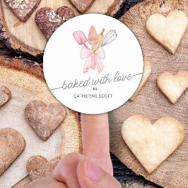 Gebacken mit Liebe Aquarell personalisiert Runder Aufkleber