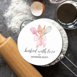 Gebacken mit Liebe Aquarell personalisiert Runder Aufkleber