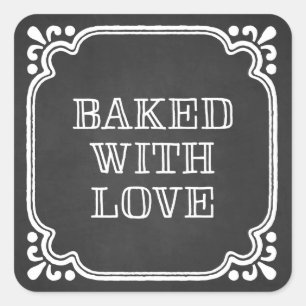 gebacken mit Liebe   Aufkleber für Backwaren