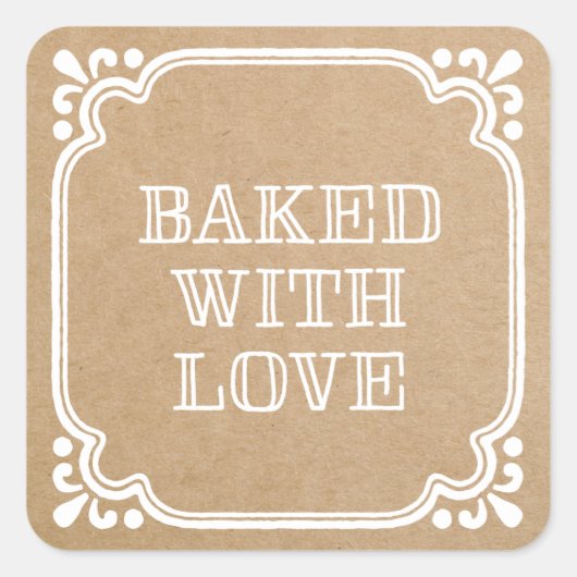 gebacken mit Liebe | Aufkleber für Backwaren (Vorderseite)