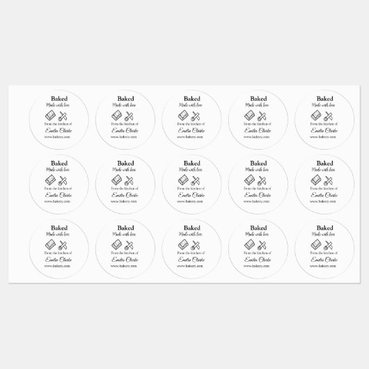 Gebacken mit Liebe Bäckerei Unternehmen hinzufügen Etiketten (Blatt)