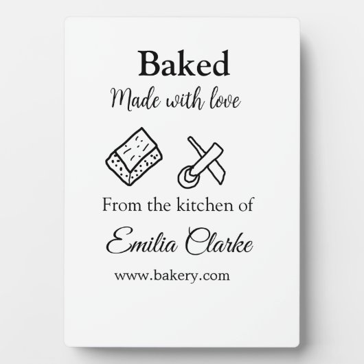 Gebacken mit Liebe Bäckerei Unternehmen hinzufügen Fotoplatte (Vorderseite)