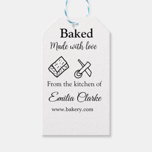 Gebacken mit Liebe Bäckerei Unternehmen hinzufügen Geschenkanhänger (Vorderseite)