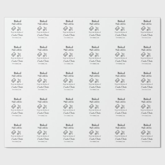 Gebacken mit Liebe Bäckerei Unternehmen hinzufügen Geschenkpapier (Flach)