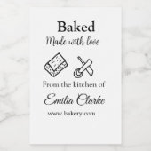 Gebacken mit Liebe Bäckerei Unternehmen hinzufügen Lebensmitteletikett (Einzelnes Label)