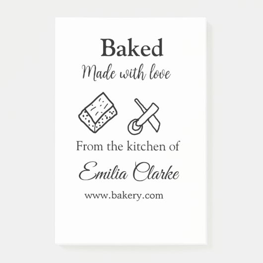 Gebacken mit Liebe Bäckerei Unternehmen hinzufügen Post-it Klebezettel (Vorderseite)