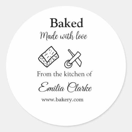 Gebacken mit Liebe Bäckerei Unternehmen hinzufügen Runder Aufkleber (Vorderseite)